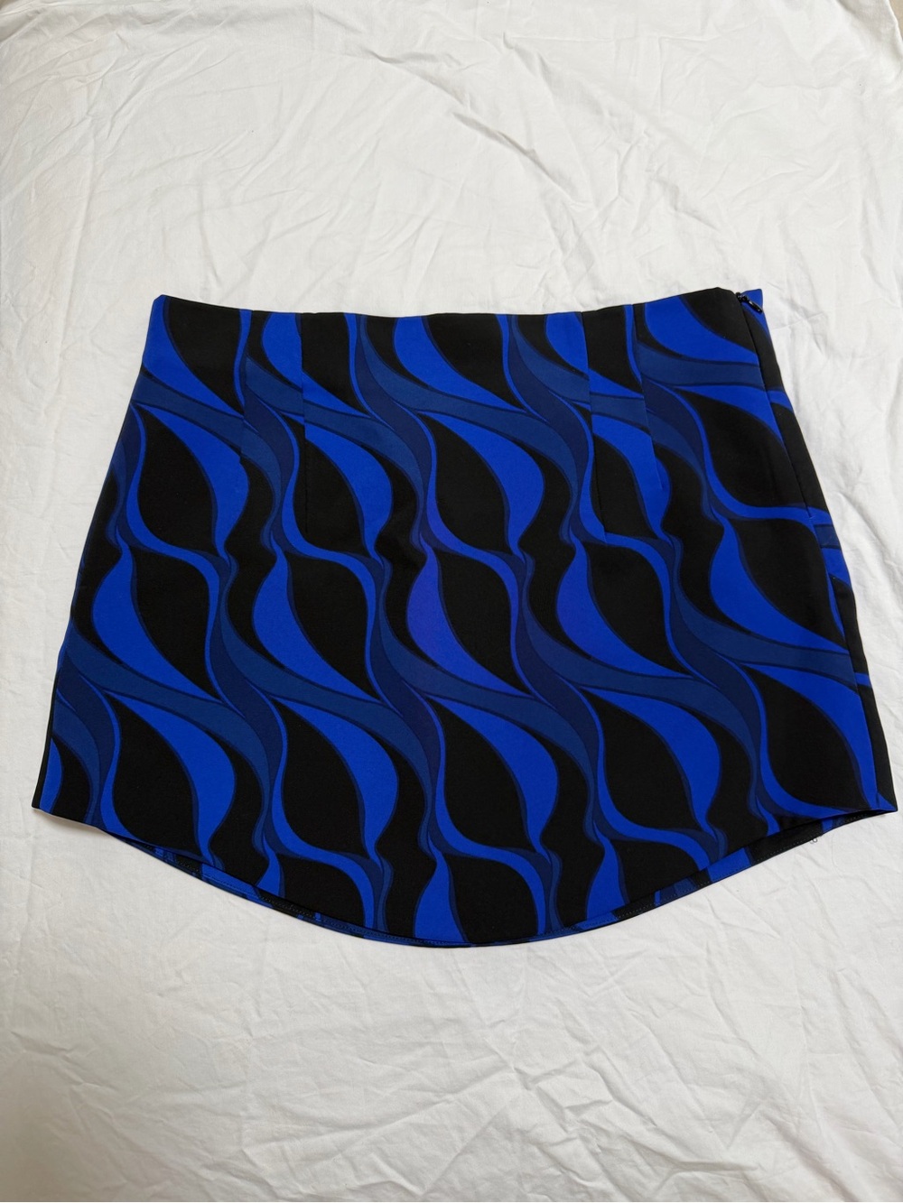 Zara Blue and Black Printed Mini Skirt - Women